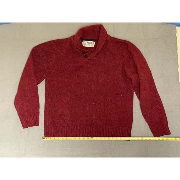 Men's Shawl Collar Sweater Size XL Cotton Blend Grandpa-core Wood Button Thick - Picture 3 of 5